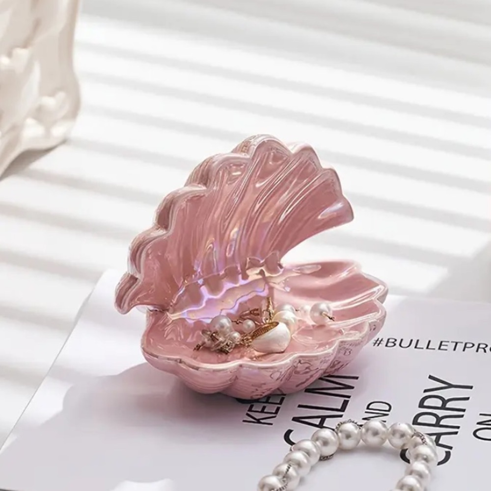 Pink Ceramic Shell Jewelry Display